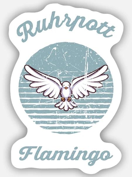 Ruhrpott Flamingo - Sticker Größe S (10 x 10 cm) - Mattweiß