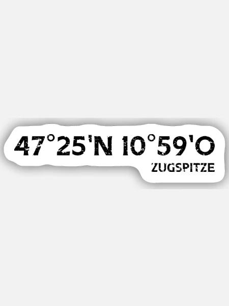 Zugspitze Koordinaten Gipfel - Sticker Größe S (10 x 10 cm) - Mattweiß
