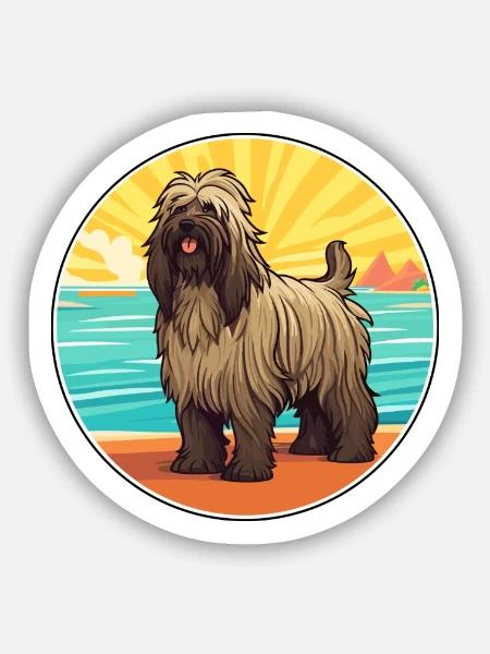 Briard Hund Rasse Cartoon Kawaii Clipart Aquarell - Sticker Größe S (10 x 10 cm) - Mattweiß