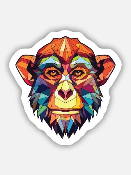 Affe buntes Aquarell Tier Haustier Illustration - Sticker Größe S (10 x 10 cm) - Mattweiß