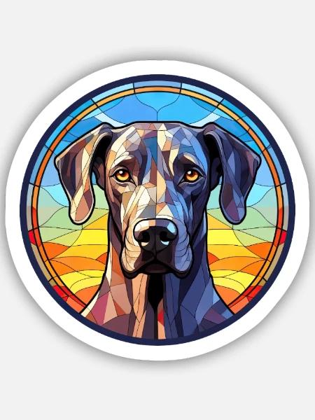 Deutsche Dogge Hunderasse Aquarellglas - Sticker Größe S (10 x 10 cm) - Mattweiß