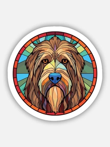 Briard-Hunderasse Bunte Aquarell-Illustration - Sticker Größe S (10 x 10 cm) - Mattweiß