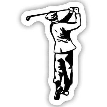 Golf - Golfen - Golfer - Sticker Größe S (10 x 10 cm) - Mattweiß - Vorne