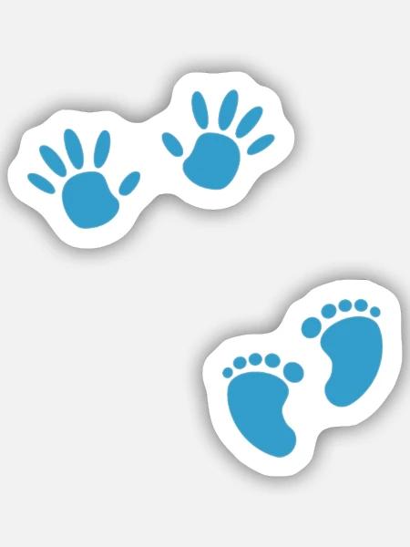 Schwangerschaft Fußabdruck Hand Junge Baby Bauch - Sticker Größe S (10 x 10 cm) - Mattweiß