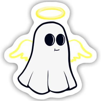 Niedlicher Geist mit Heiligenschein - Sticker Größe S (10 x 10 cm) - Mattweiß - Vorne