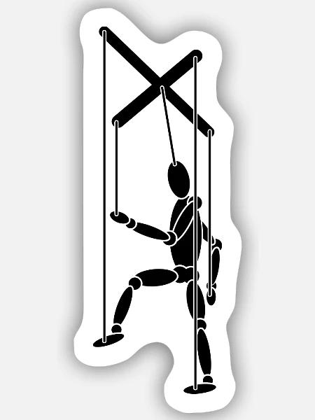 Marionette Männchen - Sticker Größe S (10 x 10 cm) - Mattweiß