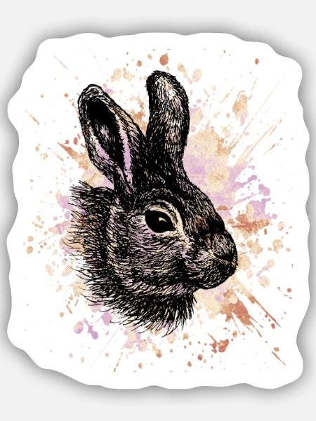 Hase - Sticker Größe S (10 x 10 cm) - Mattweiß
