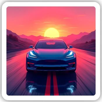 Elektrische Autobahn - Sticker Größe S (10 x 10 cm) - Mattweiß - Vorne