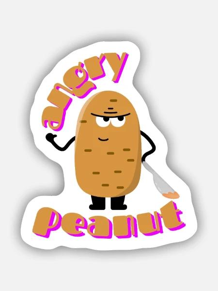 Böse Erdnuss Angry Peanut Lustiges Witziges Design - Sticker Größe S (10 x 10 cm) - Mattweiß