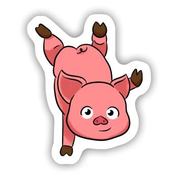 Pig Handstand - Sticker Größe S (10 x 10 cm) - Mattweiß - Vorne