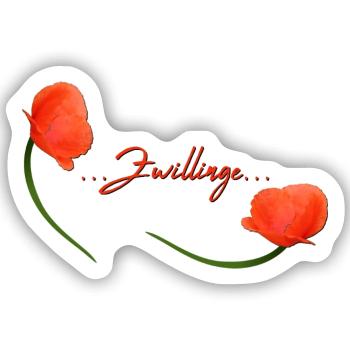 Zwillinge Mohn Klatschmohn Sternzeichen Zwillinge - Sticker Größe S (10 x 10 cm) - Mattweiß - Vorne
