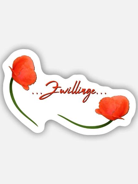 Zwillinge Mohn Klatschmohn Sternzeichen Zwillinge - Sticker Größe S (10 x 10 cm) - Mattweiß