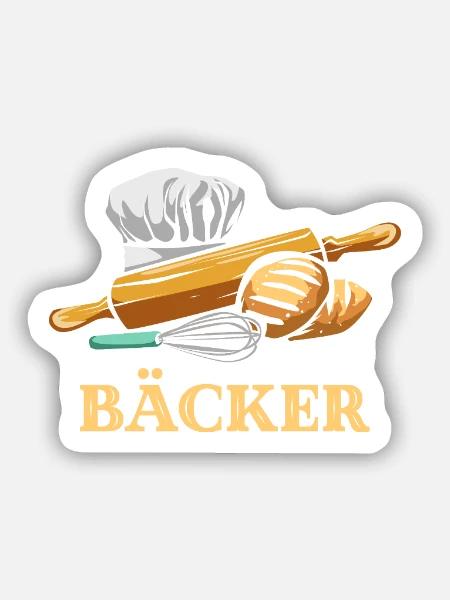 Krustiger Brotbäcker Backstube - Sticker Größe S (10 x 10 cm) - Mattweiß