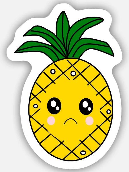 Grumpy Ananas Witziges X-Mas Geschenk - Sticker Größe S (10 x 10 cm) - Mattweiß
