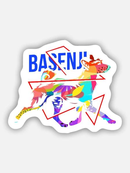 Lebhafter Basenji Jagdgefährte - Sticker Größe S (10 x 10 cm) - Mattweiß