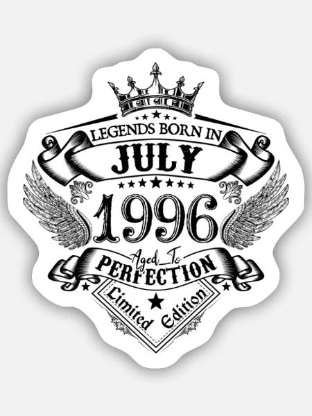 1996 Juli 1996 Geburtstag Juli 1996 - Sticker Größe S (10 x 10 cm) - Mattweiß