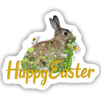 Happy Easter rabbit - Sticker Größe S (10 x 10 cm) - Mattweiß - Vorne
