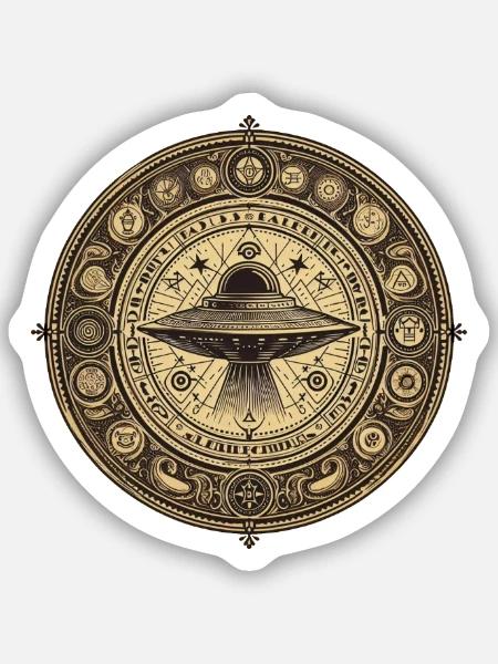 Präastronautik Ufo Logo - Sticker Größe S (10 x 10 cm) - Mattweiß