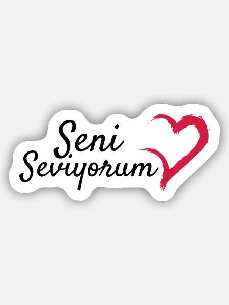 Seni Seviyorum auf Türkisch Geschenkidee Geschenk - Sticker Größe S (10 x 10 cm) - Mattweiß