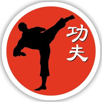 red kungfu kaempfer - Sticker Größe S (10 x 10 cm) - Mattweiß - Vorne