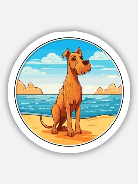 Irish Terrier Hund Rasse Cartoon Kawaii Clipart Hund - Sticker Größe S (10 x 10 cm) - Mattweiß