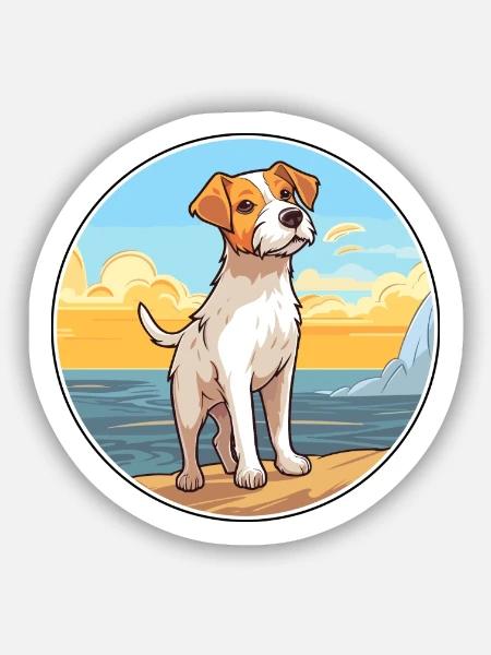 Parson Russell Terrier Hunderasse Cartoon Kawaii - Sticker Größe S (10 x 10 cm) - Mattweiß