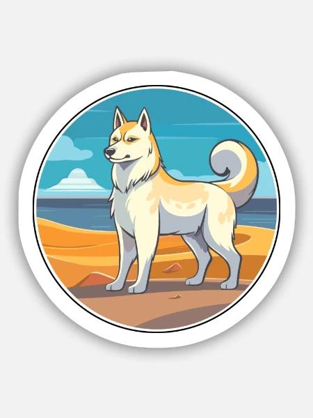 Ostsibirische Laika-Hunderasse Karikatur Kawaii-Hund - Sticker Größe S (10 x 10 cm) - Mattweiß