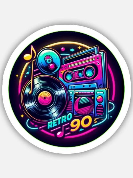 Retro 90s Logo - Sticker Größe S (10 x 10 cm) - Mattweiß