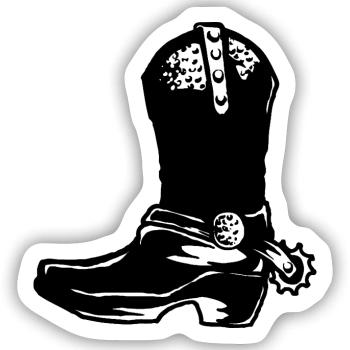 Cowboystiefel - Sticker Größe S (10 x 10 cm) - Mattweiß - Vorne