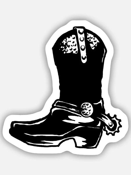 Cowboystiefel - Sticker Größe S (10 x 10 cm) - Mattweiß