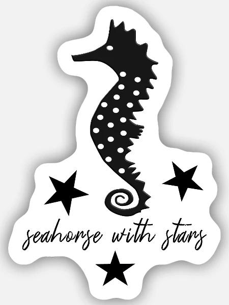 schwarzes Seepferd schwarzes Seepferdchen - Sticker Größe S (10 x 10 cm) - Mattweiß