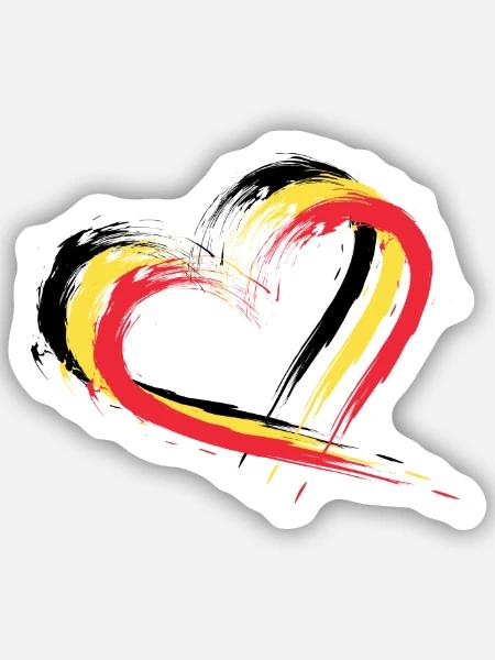 Herz Bürste Flagge Belgien Fahne Design Farben - Sticker Größe S (10 x 10 cm) - Mattweiß