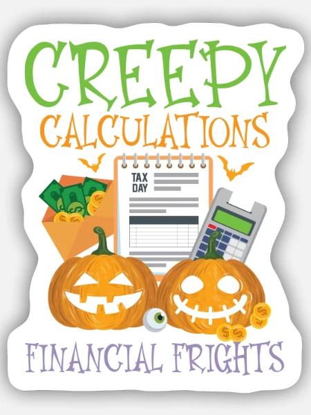 Gruselige Berechnungen Finanzielle Ängste Hallowee - Sticker Größe S (10 x 10 cm) - Mattweiß