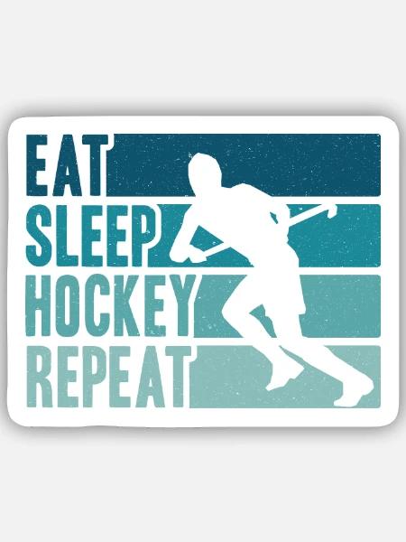 Feldhockey Feldhockeyspieler Feld Hockey Eat Sleep - Sticker Größe S (10 x 10 cm) - Mattweiß