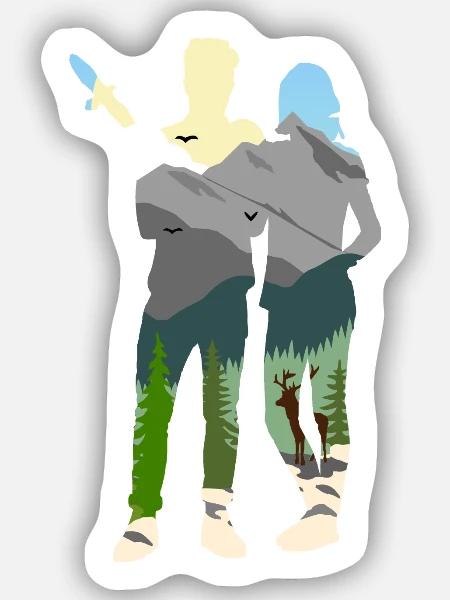 Wanderfreunde - Sticker Größe S (10 x 10 cm) - Mattweiß