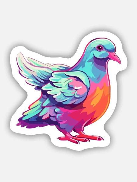 Taube buntes Aquarell Cartoon Kawaii Tier - Sticker Größe S (10 x 10 cm) - Mattweiß
