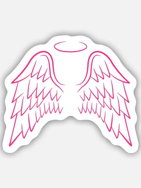 Engelsflügel in rosa - Sticker Größe S (10 x 10 cm) - Mattweiß