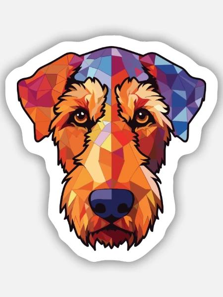 Airedale Terrier Hund Aquarell Bunte Malerei - Sticker Größe S (10 x 10 cm) - Mattweiß