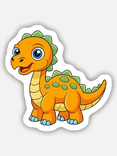Dinosaure Mignon Mascotte Personnage De Dessin Animé Kawaii - Sticker taille S (10 x 10 cm) - blanc mat