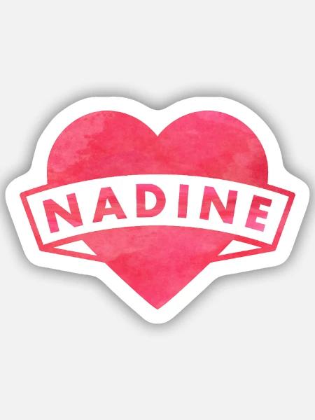 Nadine Herzbanner - Sticker Größe S (10 x 10 cm) - Mattweiß