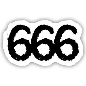 666 Symbol Zahl - Sticker Größe S (10 x 10 cm) - Mattweiß - Vorne