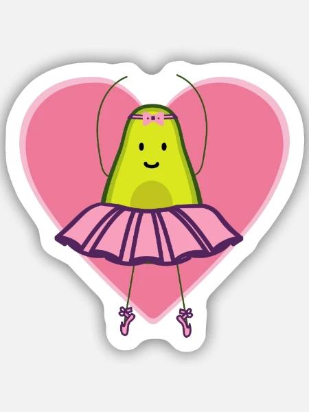 Tanzfreudige Avocado Ballerina - Sticker Größe S (10 x 10 cm) - Mattweiß