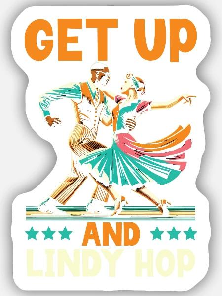 Lindy Hop Tänzer Swinging Dancing Swing Dance - Sticker Größe S (10 x 10 cm) - Mattweiß