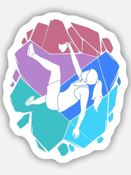Bouldern Kletterer Kinder Frauen Mädchen Klettern - Sticker Größe S (10 x 10 cm) - Mattweiß