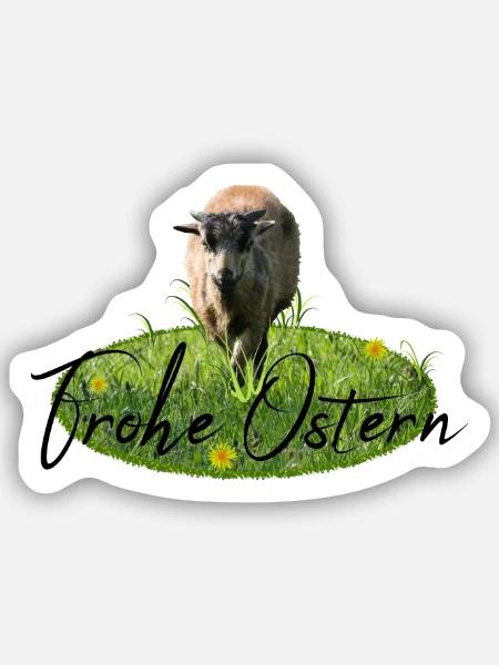Frohe Ostern Lamm - Sticker Größe S (10 x 10 cm) - Mattweiß