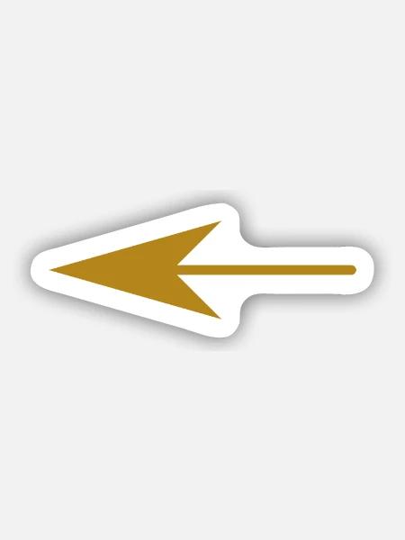 Pfeil nach Links gold - Sticker Größe S (10 x 10 cm) - Mattweiß