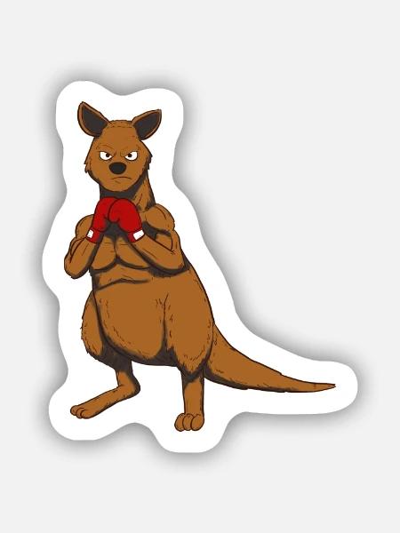 Boxendes Kanguru Boxerkanguru Känguru Boxen - Sticker Größe S (10 x 10 cm) - Mattweiß