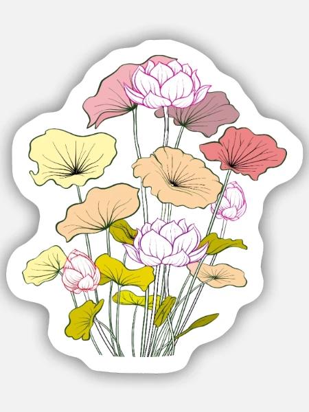 Blumenstrauß - Sticker Größe S (10 x 10 cm) - Mattweiß