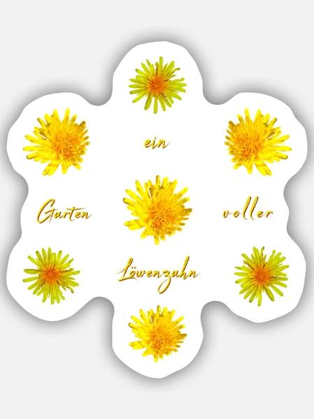 Löwenzahn Garten - Sticker Größe S (10 x 10 cm) - Mattweiß