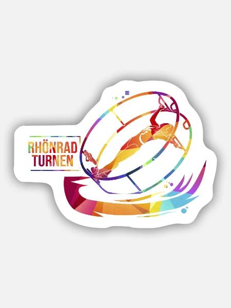 Schwungvolle Rhönradturnerin Wettkampf - Sticker Größe S (10 x 10 cm) - Mattweiß